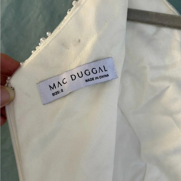 NWT MAC DUGGAL Embellished drop shoulder column gown, Ivory Sz 2 Beaded Sequins - Picture 9 of 12